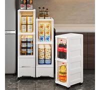 ZFGOJNBH Cajones de Almacenamiento apilables Independientes de 3/4 de Nivel con cajones Transparentes, Carrito de Almacenamiento con Ruedas, gabinete de Piso de Esquina para baño, gabinete de almacen