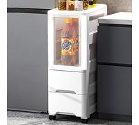 ZFGOJNBH Cajones de Almacenamiento apilables Independientes de 3/4 de Nivel con cajones Transparentes, Carrito de Almacenamiento con Ruedas, gabinete de Piso de Esquina para baño, gabinete de almacen