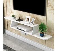 ZFGOJNBH Centro Multimedia Flotante de Madera con Espacio de Almacenamiento Abierto, Mueble de TV de Pared con Estante y Organizador de Cables, Color Natural, 120 cm/47,24"/Blanco, 120 cm/47,24"