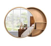 ZFGOJNBH Espejo cosmético Redondo, botiquín con Espejo de Empuje y extracción, 70 cm, Armario de baño con Espejo para Dormitorio, Sala de Estar, baño, Armario de Almacenamiento de Pared (Color: O)