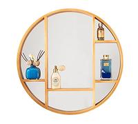 ZFGOJNBH Espejo de baño Moderno de Madera Maciza con Espejo cosmético Decorativo para Dormitorio, Armario, Espejo de tocador Colgante de Pared en Color Madera, decoración del hogar.