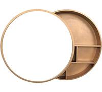 ZFGOJNBH Espejo de baño Moderno Redondo de Madera, 2 en 1, diseño Moderno y Sencillo, Multifuncional, para Sala de Estar, baño, peluquería, Color Negro, 50 cm (Acabado Brillante)