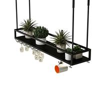 ZFGOJNBH Estante Colgante para Barra de Techo, Estante Colgante para Vino, Soporte para Copas de Vino montado en la Pared, Estante para Vino al revés, Estante para Almacenamiento de Botellas de Vino