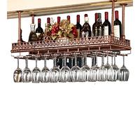 ZFGOJNBH Estante Colgante para Barra de Techo, Soporte para Botellas de Vino, Estante de Almacenamiento para Copas de champán, Estilo Vintage, para Debajo del gabinete, Cocina, Bar, estantes Organiza