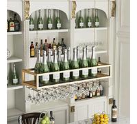 ZFGOJNBH Estante Colgante para Vino con Soporte para Copas y Estante para Copas de Vino, Estante Ajustable para Colgar en el Techo, Industrial, para Botellas de Vino, Copas de champán, Copas de altur