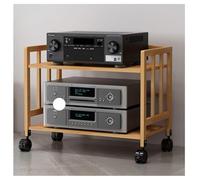 ZFGOJNBH Estante de Madera para gabinete de Audio estéreo para TV con Soporte para Plato Giratorio móvil, estantes de Esquina de 2 Niveles para Sala de Estar, Oficina, Unidad de Pared Multimedia, 53