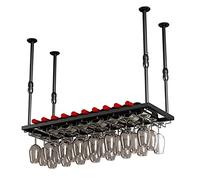 ZFGOJNBH Estante de Metal para Vino montado en la Pared, Organizador de Botellas y Vasos, Estante de Almacenamiento de Vino para el Techo del hogar, Estante de exhibición de Vino para Cocina, Bar, re