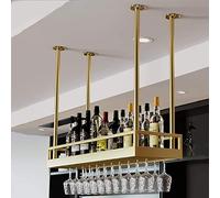 ZFGOJNBH Estante de Techo - Estante para Vino para Colgar en el Techo, Estante para Almacenamiento de Hierro Forjado Colgante, Soporte para Copa de Vino de Montaje en Pared Vintage con Altura Ajustab