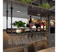 ZFGOJNBH Estante de Techo: Soporte para Copas de Vino para Colgar en el Techo, Estante para vinos/Plantas montado en la Pared de Altura Ajustable, Soporte para Botellas de Hierro Forjado para Colgar,