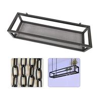 ZFGOJNBH Estante Flotante Colgante de Metal de Hierro Forjado Negro con Cadena de Hierro (100 cm x 4), Estante de exhibición de Almacenamiento de Barra de Restaurante con Soporte de Flores de Techo e