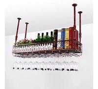 ZFGOJNBH Estante Flotante Colgante: estantes para vinos, Estante para vinos suspendido Flotante montado en el Techo, Soporte para Copas de Estilo Industrial, la Altura se Puede Ajustar libremente por