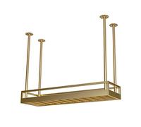 ZFGOJNBH Estante Flotante Industrial Vintage para Barra, Altura Ajustable, Soporte para Botella de Vino Colgante montado en el Techo, Estante para Copas de champán, decoración del hogar, Dorado (Tama