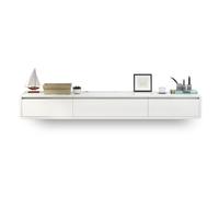 ZFGOJNBH Estante Flotante para TV con 2 cajones, Consola Multimedia de Pared con Espacio de Almacenamiento para Dormitorio y Sala de Estar, Mueble Flotante Blanco Moderno de 160 cm.