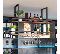 ZFGOJNBH Estante Industrial para Vino para Pared, Estante para Vino montado en el Techo, Soporte para Copas de Vino al revés, Colgador de Barra para el hogar, Soporte para Copas de Vino, Soporte para
