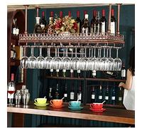 ZFGOJNBH Estante para Botellas de Vino para Colgar en el Techo, Estante de Almacenamiento de Copas de champán Vintage, Estante Organizador Flotante de Metal para Cocina, Bar y hogar, Bronce (tamaño: