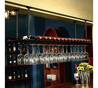 ZFGOJNBH Estante para decoración de estantes para vinos en el Techo: Estante Colgante de Hierro Retro, Estante para vinos de Altura Ajustable de 30 a 60 cm, Estante para Copas de Vino en el hogar y l