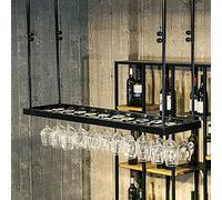 ZFGOJNBH Estante para Vino Colgante de Metal, botellero de Techo, Soporte para Vino con Copas, Estante de Almacenamiento para Bar, Cocina, Restaurante, Altura Ajustable (tamaño: 100x30cm)