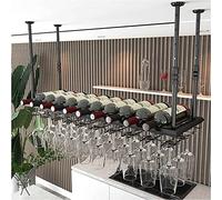 ZFGOJNBH Estante para Vino Colgante Soporte para Copas de Vino Estante para vinos Soporte para Colgar en el Techo Almacenamiento Botellas de Vino Copas de Vidrio Estantes para Copas, Soporte para Cop