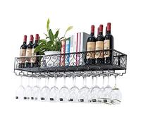 ZFGOJNBH Estante para Vino de Metal, Estante para Almacenamiento de Vino montado en la Pared, Soporte para Copas de Copa de champán para Vino Colgante, Organizador Flotante para Estante de Vino para