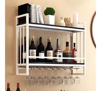 ZFGOJNBH Estante para Vino de Metal y Madera, Soporte para Vino de 2 Niveles, estantes de Almacenamiento para exhibición, Soporte para Botella de Vino con Mesa para el hogar, Cocina, Bar, Restaurante