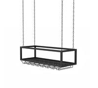 ZFGOJNBH Estante para Vino de Techo con Cadena de Hierro de Metal Negro, Soporte para Botella de Vino Colgante, Estante para Almacenamiento de Vino en el hogar, Organizador Flotante para Bar, Cocina,