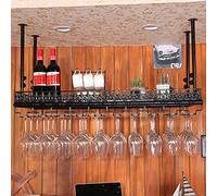 ZFGOJNBH Estante para Vino de Techo de Hierro Forjado, Altura Ajustable, Soporte para Copa Colgante, Bares/restaurantes/cocinas, Estante para decoración de vinos, Estante de exhibición (Color: A, Tam