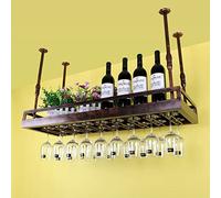 ZFGOJNBH Estante para Vino de Techo, Organizador para Colgar Botellas de Vino y portavasos, Estante de Almacenamiento de Vino de Metal Vintage, Estante de exhibición de Vino para Cocina, Bar, restaur
