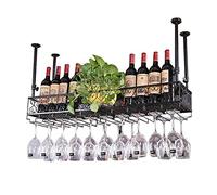 ZFGOJNBH Estante para Vino de Techo, Soporte para Copas, Estante para decoración de Techo, Estilo Vintage, Soporte para Copas de Vino, Soporte para Botellas de Vino, Debajo del gabinete, Cocina, Marc