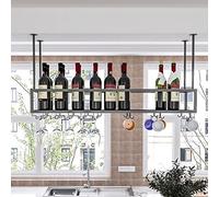 ZFGOJNBH Estante para Vino de Techo, Tipo Soporte para Vino, Estante Colgante para Almacenamiento de Vino con Soporte para Copa de Vino, hogar, Bar, Restaurante, Cocina, Estante Flotante para Vino (t