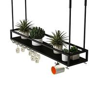 ZFGOJNBH Estante para Vino Estante para Vino de Techo, Moderno Soporte para Botella de Vino Colgante de Metal, Altura Ajustable, Soporte para Almacenamiento de Vino con Estante de Vidrio para Copas p