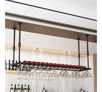ZFGOJNBH Estante para Vino montado en el Techo, Estante de Metal para Vino con Soporte para Copas, Soporte para Botellas de champán, Soporte para Vino Colgante, Estante Flotante para Vino para Cocina