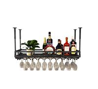 ZFGOJNBH Estante para Vino montado en el Techo, Estante para Vino de Metal con Soporte para Copas, Soporte para Botellas de champán, Soporte para Vino Colgante, Estante Flotante para Vino para Cocina