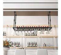 ZFGOJNBH Estante para Vino montado en el Techo, Estante para Vino de Metal con Soporte para Copas, Soporte para Botellas de champán, Soporte para Vino Colgante, Estante Flotante para Vino para Cocina