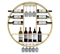 ZFGOJNBH Estante para Vino montado en la Pared, Estante de Almacenamiento de Vino de Metal, Soporte para Estante para Copas de Copas de champán de Vino Redondo Moderno, Organizador de Estante para Vi