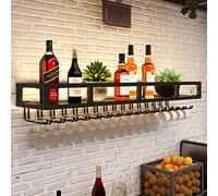 ZFGOJNBH Estante para Vino montado en la Pared Estante para Vino Colgante Estantes para Copas de Vino Soporte para Copas, Estante de Almacenamiento de Vino de Metal, Estante Decorativo para Bares, re