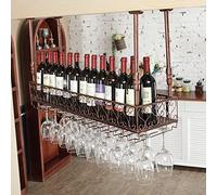 ZFGOJNBH Estante para Vino montado en la Pared, Estante para Vino en el Techo con Soporte para Copas, Soporte para Botellas de champán, Organizador Flotante para Bar, Cocina, Restaurante (tamaño: 80x