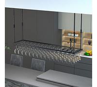 ZFGOJNBH Estante para Vino Plegable Independiente, Estante para Vino, Soporte para Botella de Vino para Colgar en el Techo, Soporte para Copa de Vino de Altura Ajustable, Organizador de Botellas y es