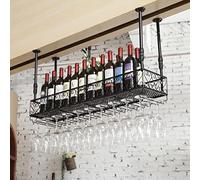 ZFGOJNBH Estante para vinos Estantes para vinos de Techo | Soporte para Copa de Vino Colgante | Portabotellas de Vino Industrial | Estante de Almacenamiento de Vino de Metal | Soporte para Copas | Al