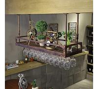 ZFGOJNBH Estante para vinos montado en la Pared, Estante para vinos de Metal con Soporte para Copas, Soporte para Botellas de champán Colgante, Organizador Flotante para estantes para vinos para Bar,