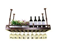ZFGOJNBH Estante para vinos para Colgar en el Techo, portabotellas de Vino de Metal con Estante de Almacenamiento para Copas, para Cocina, Bar, Restaurante, Expositor, Altura Ajustable (tamaño: 60x35