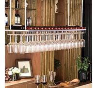 ZFGOJNBH Estante para vinos: Soporte para Copas de Vino Colgante, 2 Capas de estantes, Soporte para Botellas de Techo de Metal Ajustable, Estante de decoración de Techo Simple para Bares, familias, r