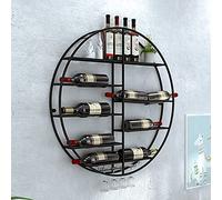 ZFGOJNBH Estante Redondo para Vino de Metal, Soporte para Vino Colgante de Metal Negro, Estante para Almacenamiento de Vino montado en la Pared, Soporte para Estante, Organizador de Copas de Vino y v