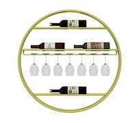 ZFGOJNBH Estante Redondo para Vino montado en la Pared con Soporte para Copa de Vino, Estante de Almacenamiento de Vino Colgante de Metal, Soporte para Botella de Vino Decorativo, Organizador flotant