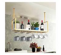 ZFGOJNBH Estantes de Almacenamiento montados en el Techo Estante para Copas de Vino de Techo, Estante Colgante para vinos, Estante Dorado para Copas de Vino montado en la Pared Bar, CAF