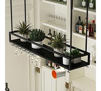 ZFGOJNBH Estantes de Vino para Colgar en el Techo, Soporte para Copas de Vino, Soporte de Metal para Botellas de Vino, Altura Ajustable, Estante Decorativo para almacenar Copas para Bares, Restaurant