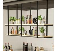 ZFGOJNBH Estantes flotantes Colgantes: Soporte para Plantas de Techo en Interiores, Estante para vinos en el Techo Colgante, estantes de Almacenamiento de 2 Capas, Soporte para Copas de Vino de Mader