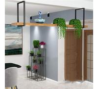 ZFGOJNBH Estantes flotantes Colgantes: Soporte para Plantas de Techo para Interiores, Estante para vinos en el Techo, Soporte para Copas de Vino de Madera Maciza de Hierro Retro, Soporte para exhibic