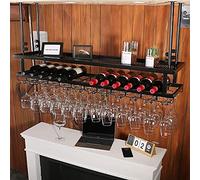 ZFGOJNBH Estantes para vinos de Techo, Altura Ajustable, Colgador para Copas de Vino, Soporte para Botellas de Vino Vintage, Copas para Copas con Soporte para Vino rústico, Estante Decorativo para ba