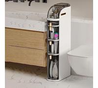 ZFGOJNBH Gabinete de Almacenamiento de Piso para baño de 18 cm, Torre de Almacenamiento Estrecha y Alta con cajones Transparentes y Ruedas, gabinete de Almacenamiento Lateral para Cocina pequeña, lav