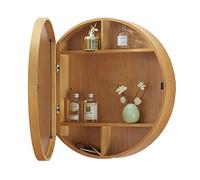 ZFGOJNBH Gabinete de Espejo con Puerta corrediza Redonda para Almacenamiento de baño, botiquín de Pared de Madera Maciza para baño con gabinetes con Espejo para decoración de Sala de Estar